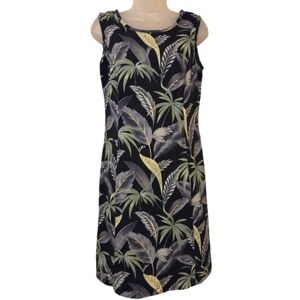 Tommy Bahama 100% Silk Hawaiian Sleeveless Tropical Sheath Dress Women's 8 Black